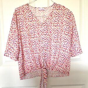 Pink Lily Pink Tie Blouse